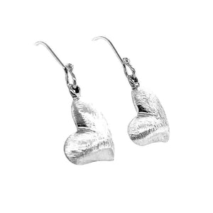 %product Small Brushed Heart Earrings in Silver Nueve Sterling