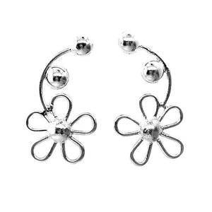 Small-Flower-Silver-Climber-Earrings-front-Nueve-Sterling