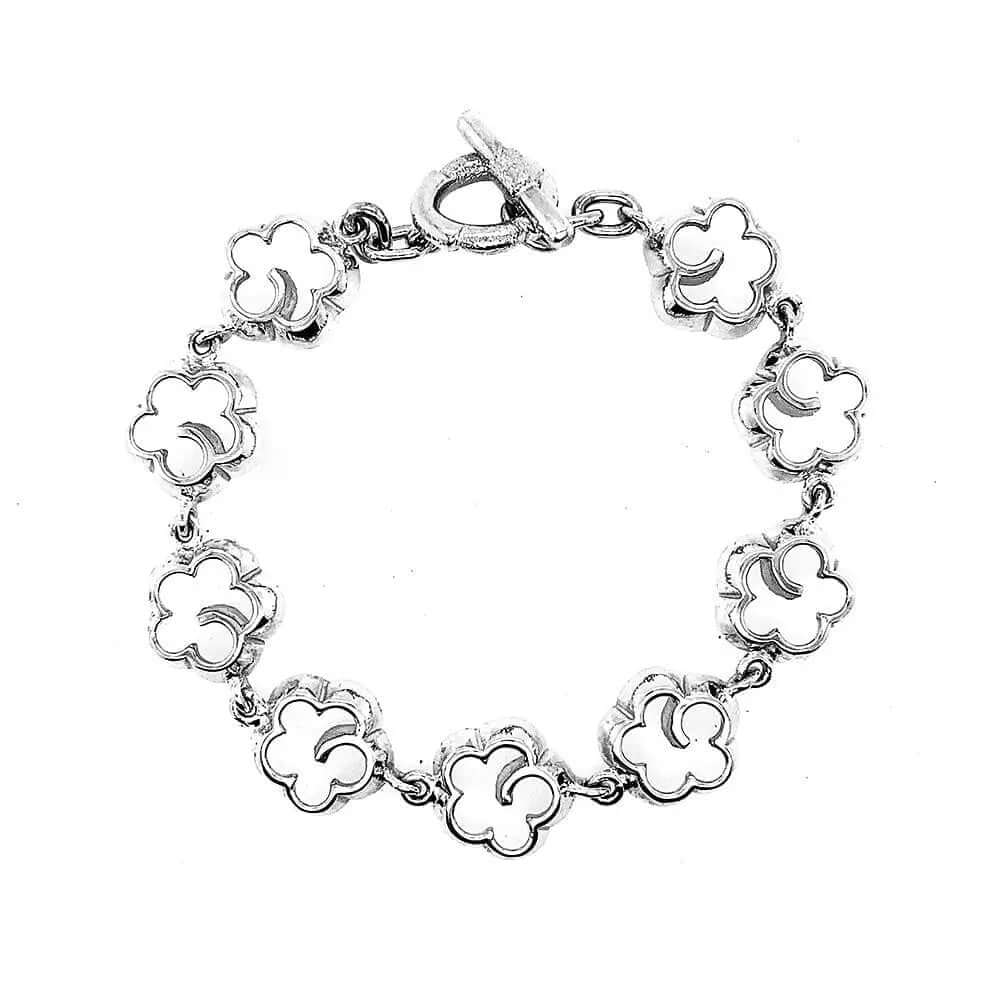 Small Flowers Bracelet In Silver top - Nueve Sterling