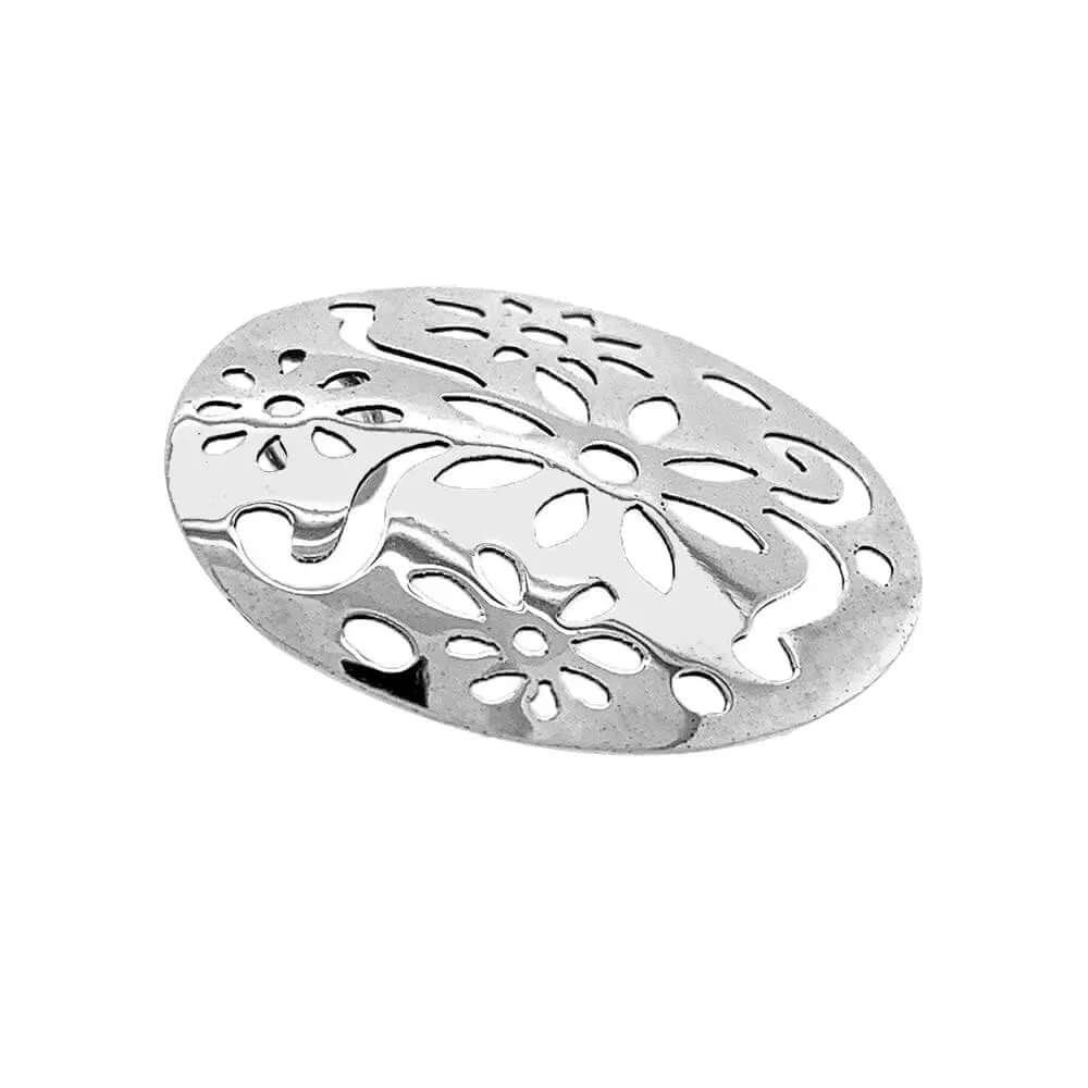 Small Flowers Silver Pendant side - Nueve Sterling