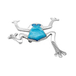 Small Larimar Frog Silver Brooch Pendant back - Nueve Sterling