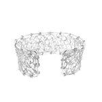 Small Mesh Silver Cuff-Bracelet back - Nueve Sterling