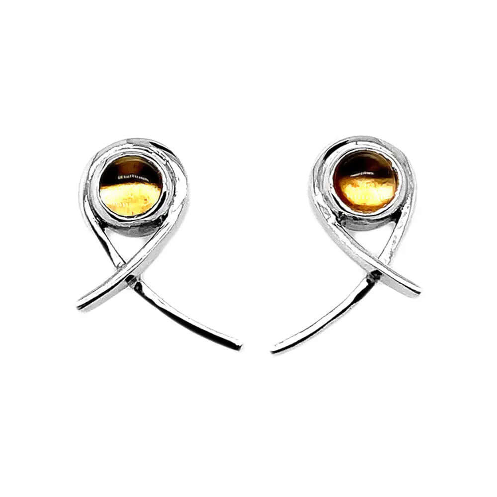 Small-Modern-Silver-Earrings-With-Citrine-front-Nueve-Sterling