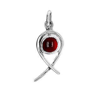 Small-Modern-Silver-Pendant-With-Garnet-front-Nueve-Sterling