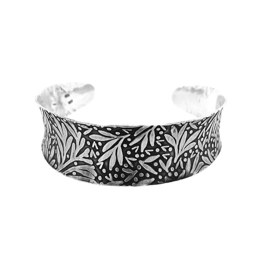 Small Niello Silver Cuff-Bracelet - Nueve Sterling