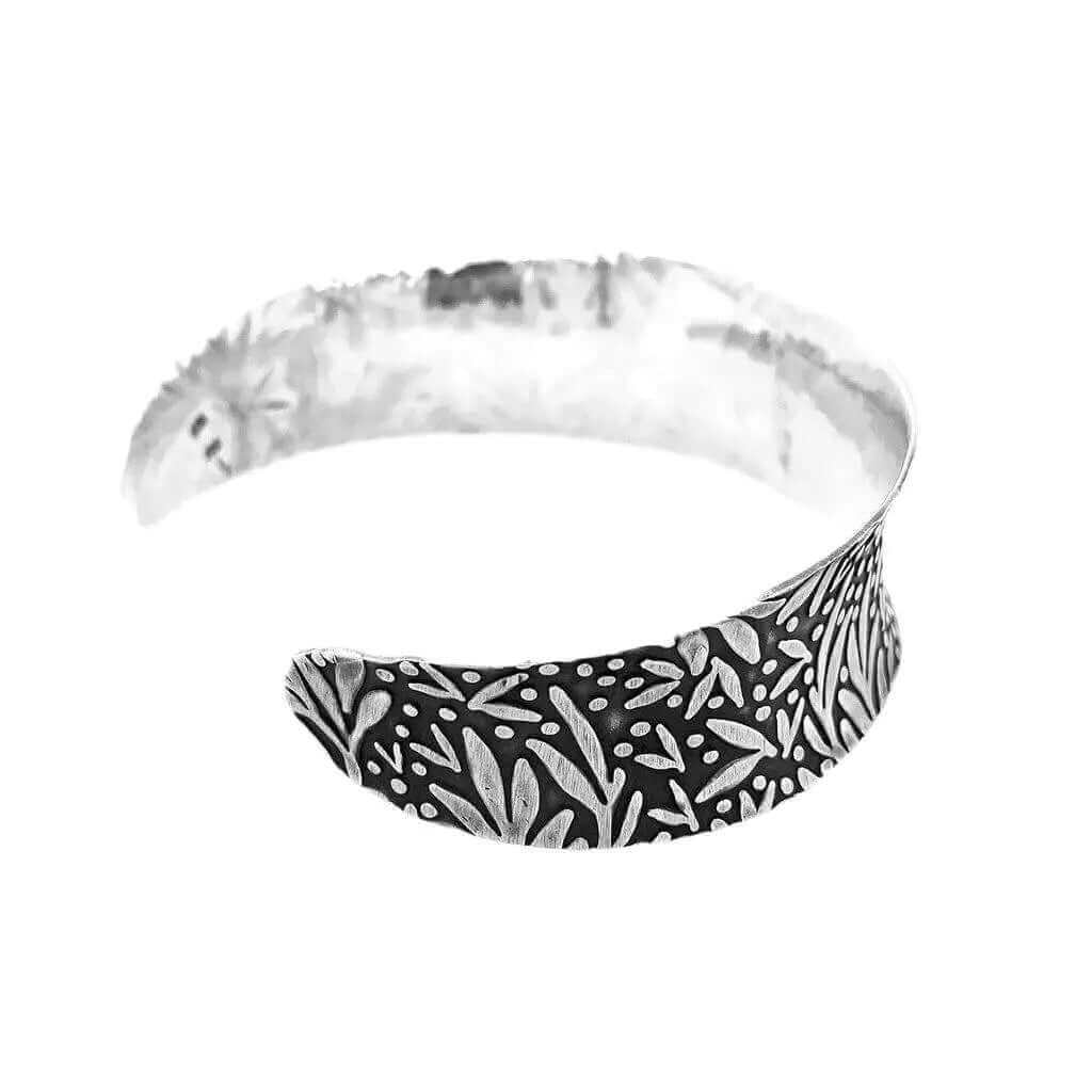 Small Niello Silver Cuff-Bracelet back - Nueve Sterling