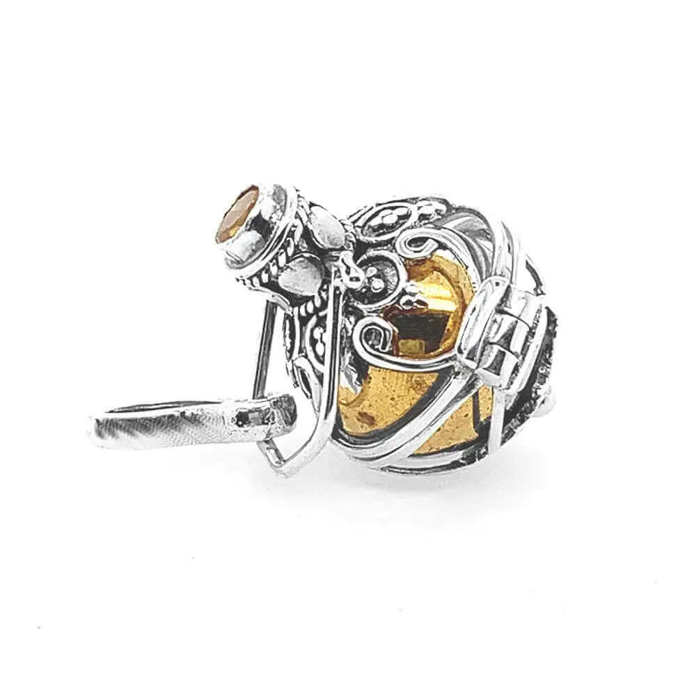 Small Silver Angel Caller With Gemstone side - Nueve Sterling