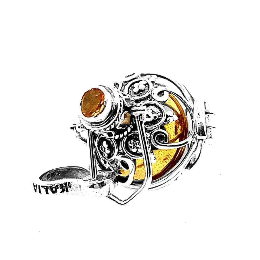 Small Silver Angel Caller With Gemstone citrine - Nueve Sterling