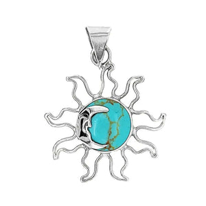 Small Turquoise Eclipse Silver Pendant - Nueve Sterling