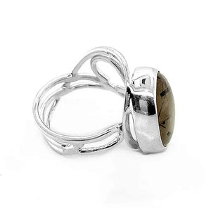 Smoky Rutilated Quartz Wired Silver Ring other side | Nueve Sterling