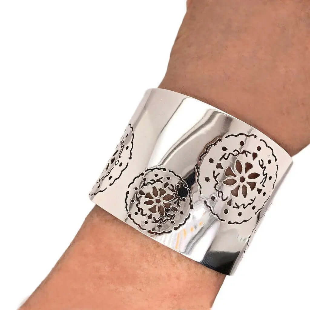 Solid Silver Cuff-Bracelet  Mexican Jewelry in Canada-Nueve Sterling