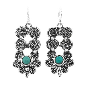 Spiral Turquoise Flower Silver Earrings - Nueve Sterling