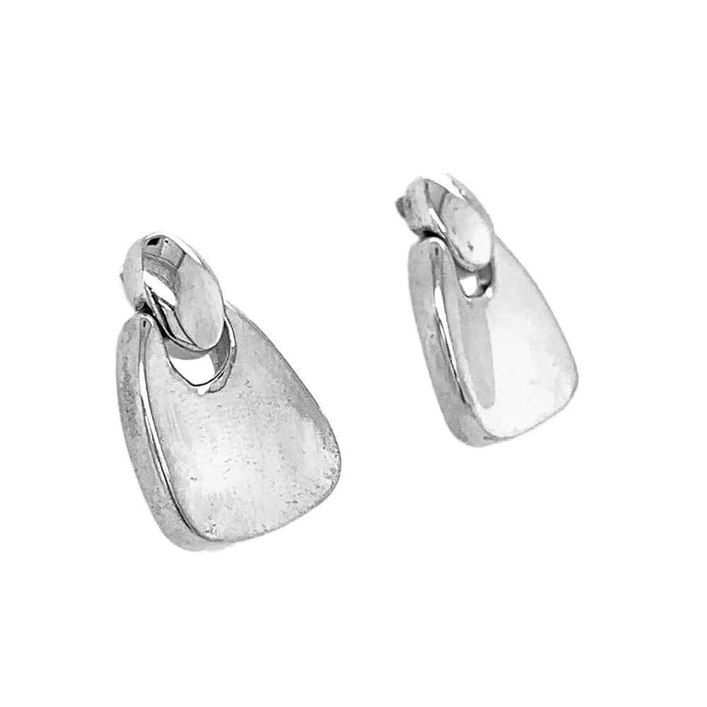 Square Silver Earrings side - Nueve Sterling