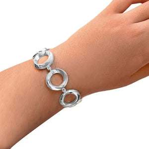 Stylized Circles Bracelet In Silver with model - Nueve Sterling