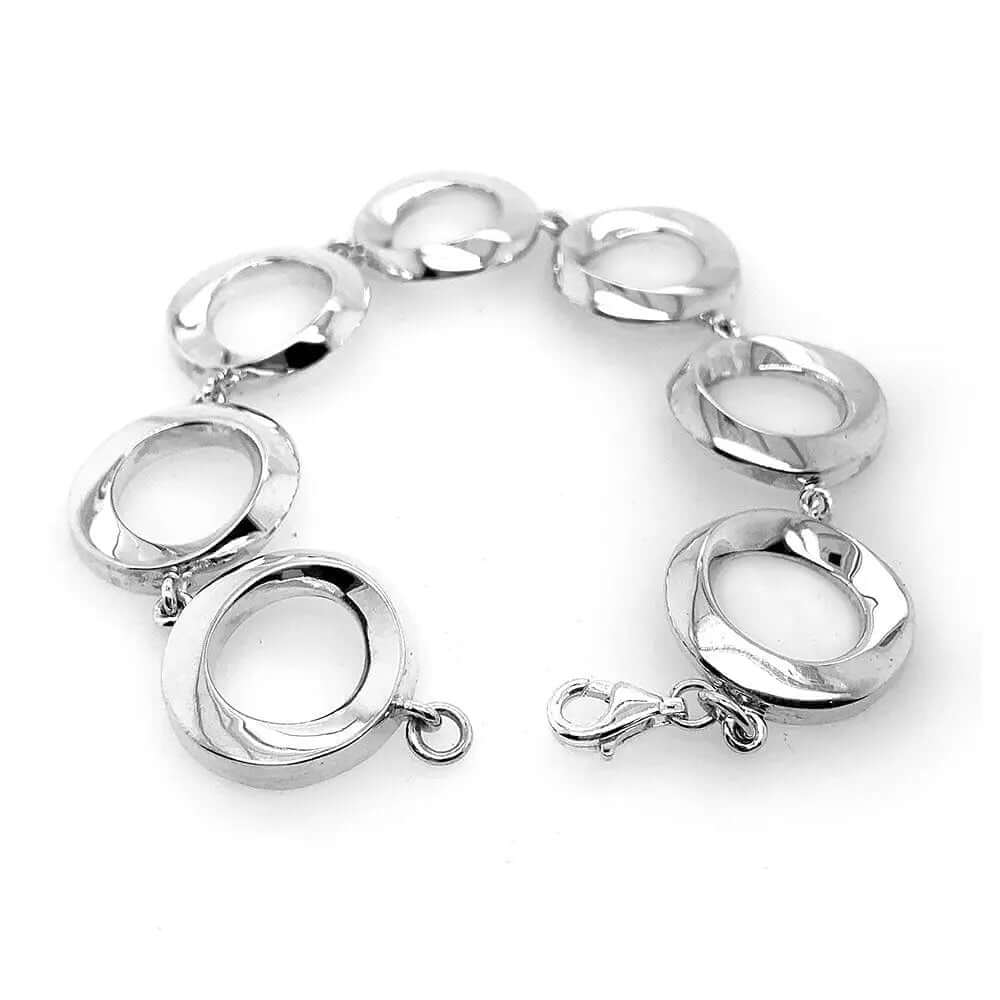 Stylized Circles Bracelet In Silver back - Nueve Sterling