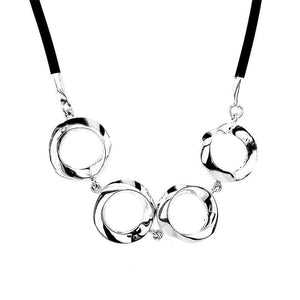 Stylized Circles In Silver Necklace With Rubber - Nueve Sterling