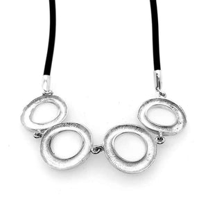 Stylized Circles In Silver Necklace With Rubber back - Nueve Sterling