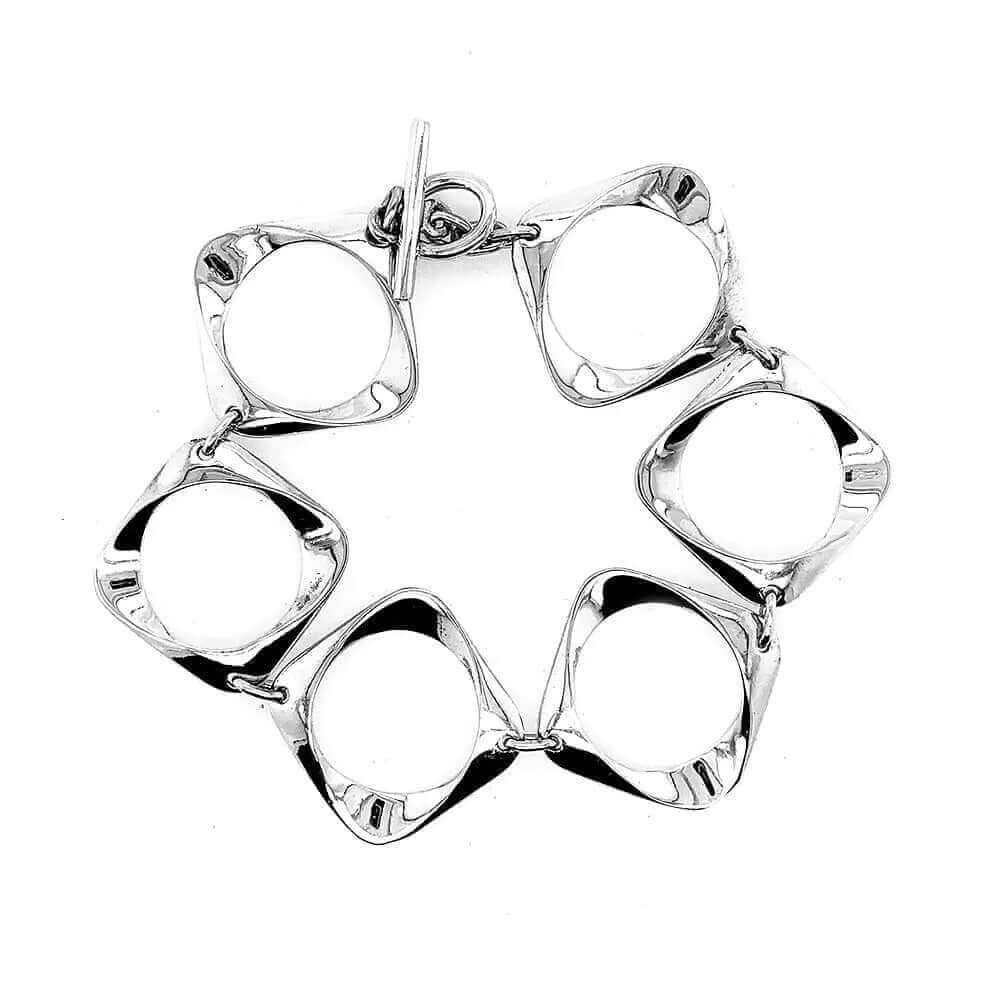 %product Stylized Squares Bracelet In Silver Nueve Sterling