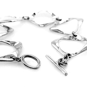 %product Stylized Squares Bracelet In Silver Nueve Sterling