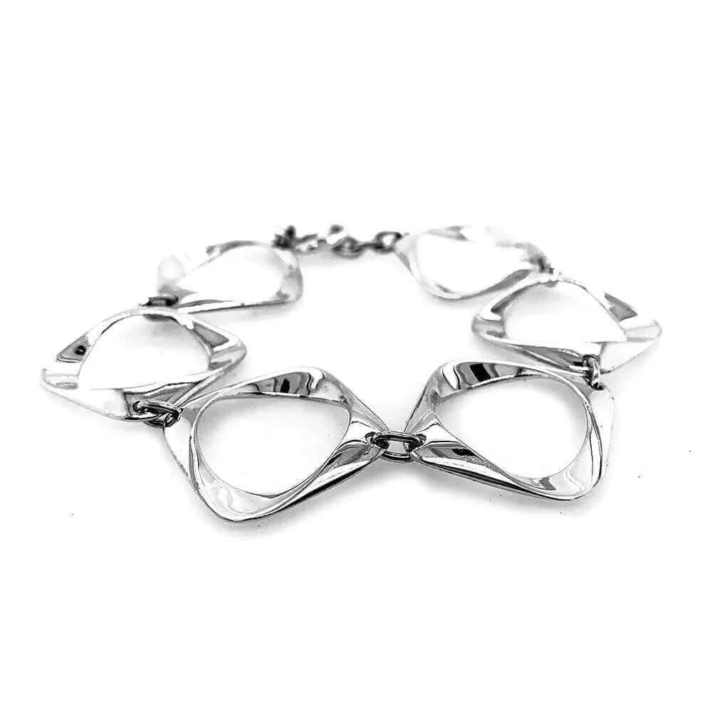 Stylized Squares Bracelet In Silver Nueve Sterling