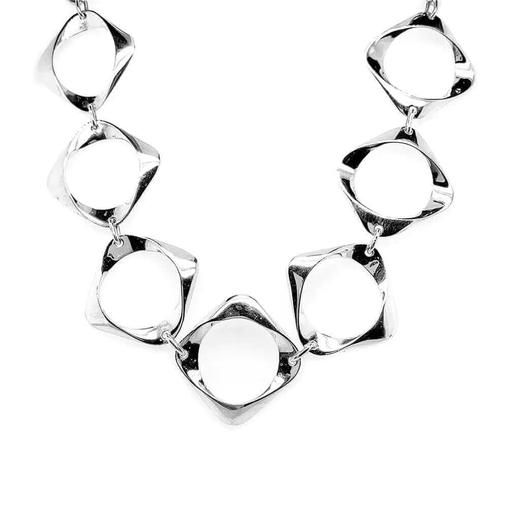 Stylized Squares Necklace In Silver - Nueve Sterling