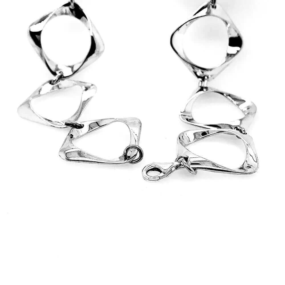 Stylized Squares Necklace In Silver lock - Nueve Sterling