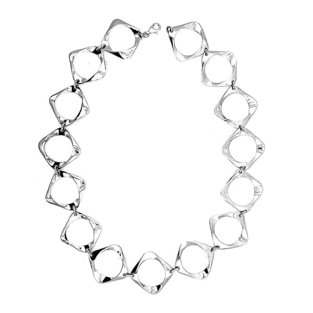 Stylized Squares Necklace In Silver top - Nueve Sterling