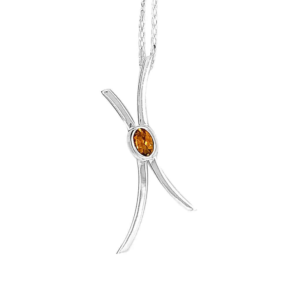    Stylized-X-Silver-Pendant-With-Citrine-front-Nueve-Sterling