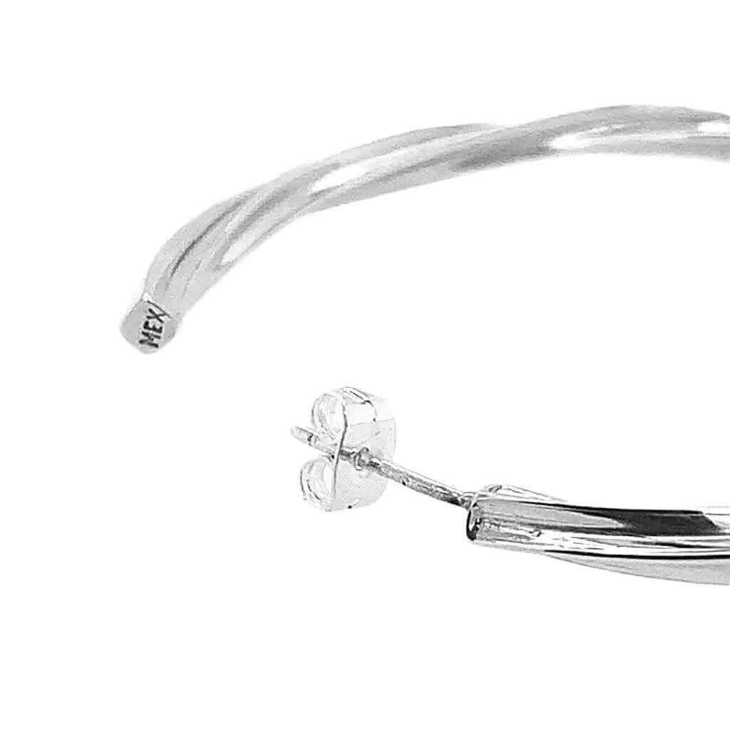 Taxco Silver Twisted Hoop Earrings stamp