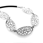 Textured Ovals In Silver Necklace With Rubber back - Nueve Sterling