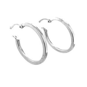 Thin Oval Silver Hoops side - Nueve Sterling