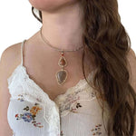 Three Gemstones Silver Pendant with model - Nueve Sterling