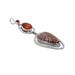 Three Gemstones Silver Pendant flat - Nueve Sterling