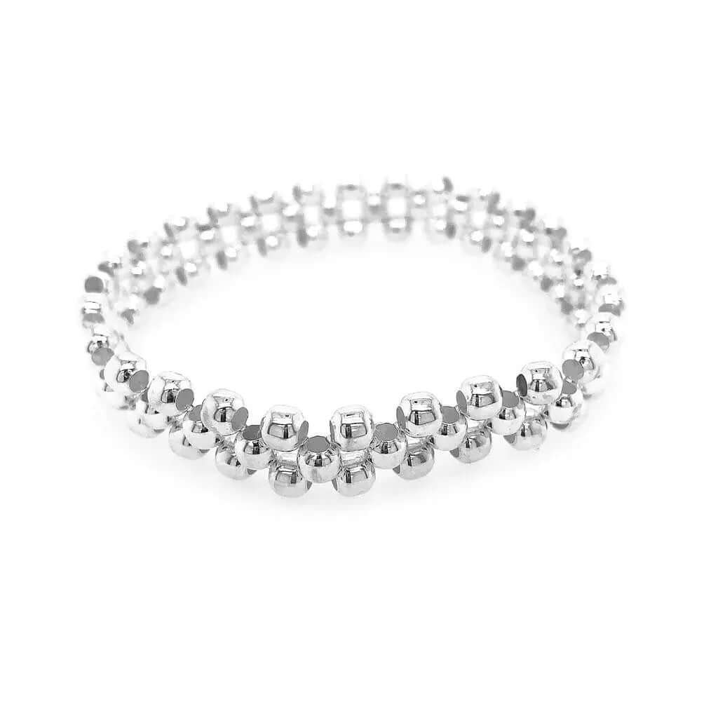 Triple Row Medium Beads Silver Bracelet - Nueve Sterling