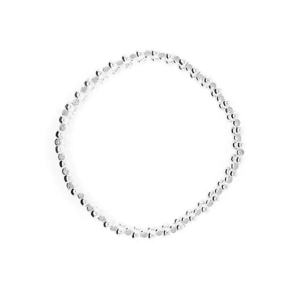 Triple Row Small Beads Silver Bracelet top - Nueve Sterling