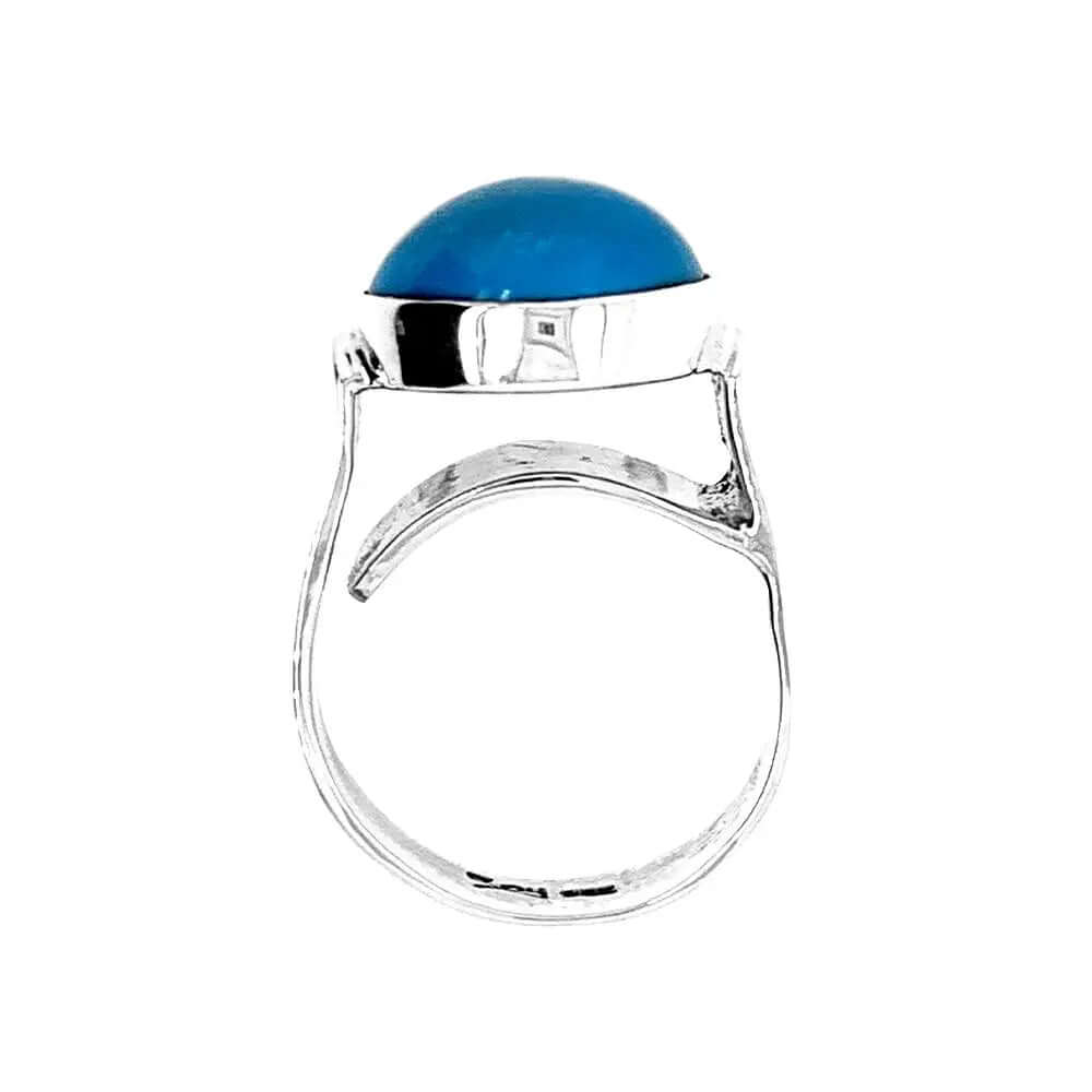Turquoise Cabochon Silver Ring top - Nueve Sterling