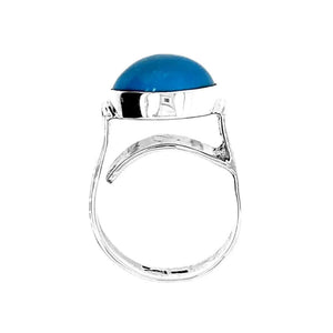 Turquoise Cabochon Silver Ring top - Nueve Sterling