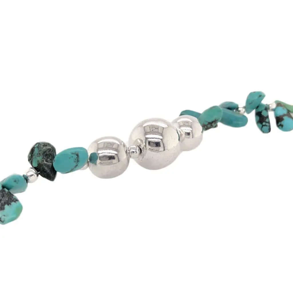 %product Turquoise Graded Silver Beads Bracelet Nueve Sterling