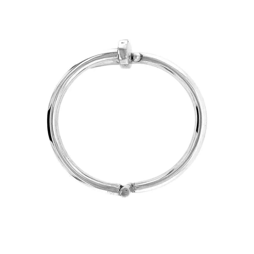Unisex Big Nail Silver Bangle top - Nueve Sterling