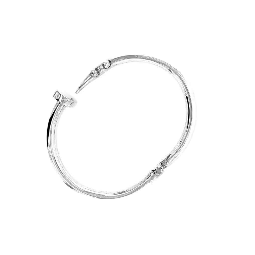 Unisex Big Nail Silver Bangle side - Nueve Sterling