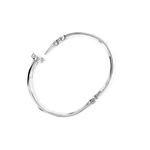 Unisex Big Nail Silver Bangle side - Nueve Sterling