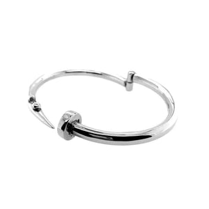 Unisex Big Nail Silver Bangle other side - Nueve Sterling