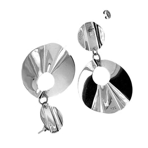 Wavy Circle Silver Earrings top - Nueve Sterling
