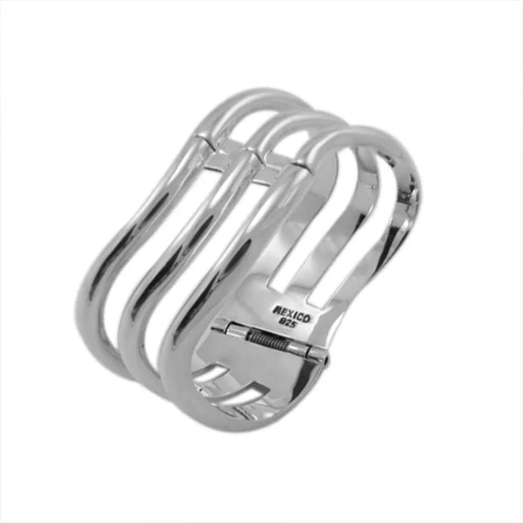 Wavy Lines Silver Clamper side - Nueve Sterling