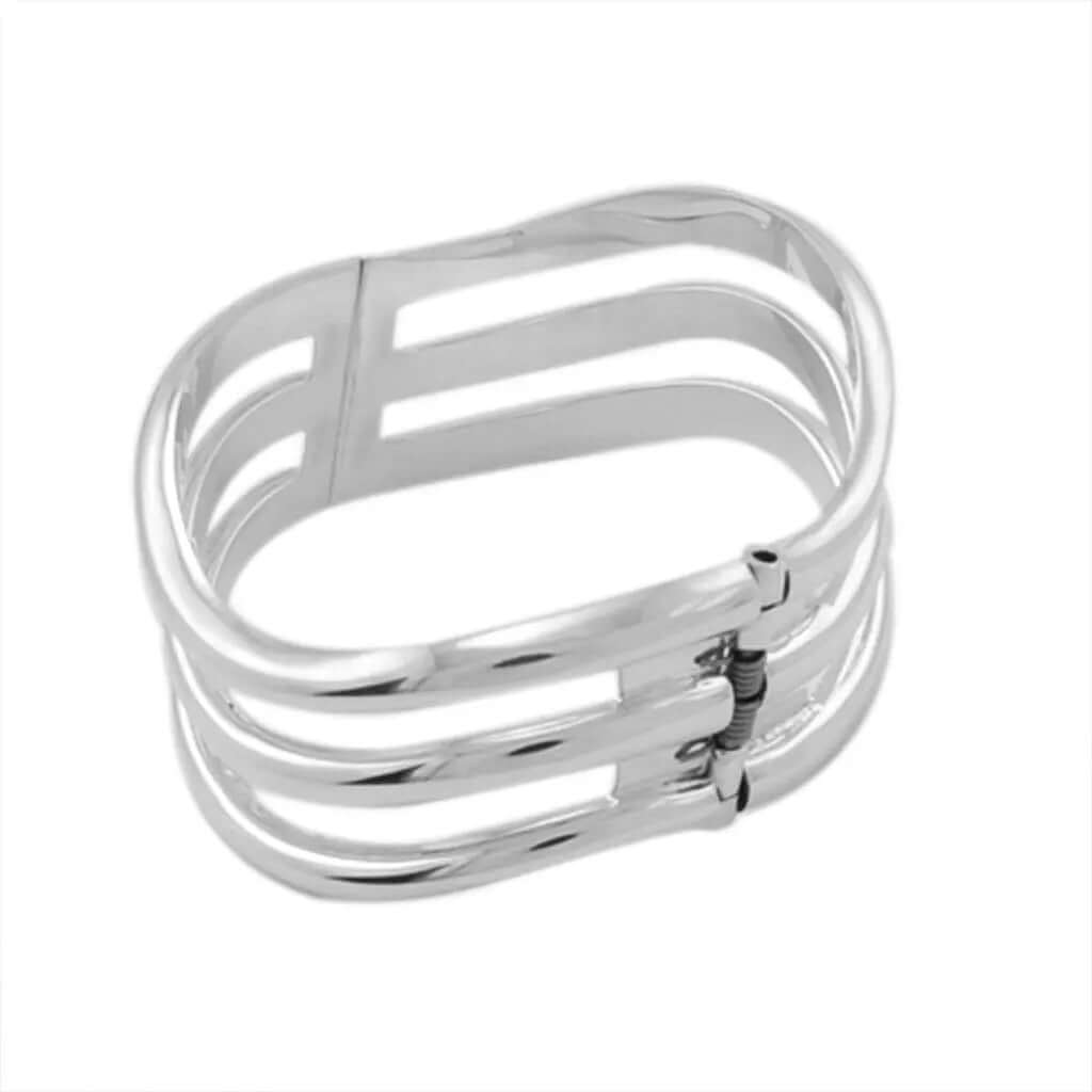 Wavy Lines Silver Clamper back - Nueve Sterling