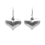 Brushed Silver Heart Earrings - Nueve Sterling