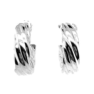 Wide Twisted Oval Silver Hoops - Nueve Sterling