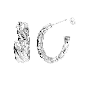 Wide Twisted Oval Silver Hoops top - Nueve Sterling