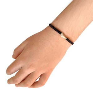 Woven Bracelet with Silver Triangle with model - Nueve Sterling