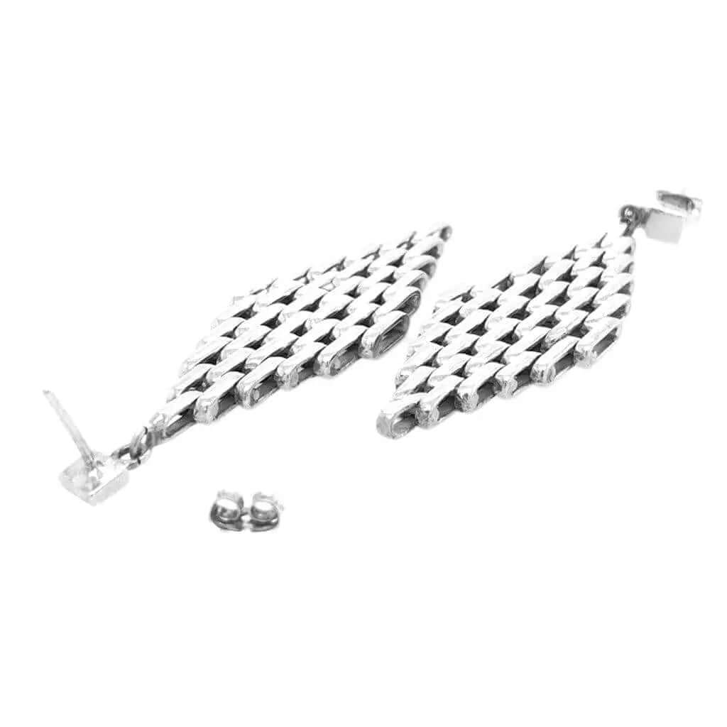 Woven Silver Earrings flat - Nueve Sterling